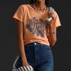 MOTHER The Itty Bitty Crop Tee, Anthropologie Just Chill Graphic, 100% Cotton XL